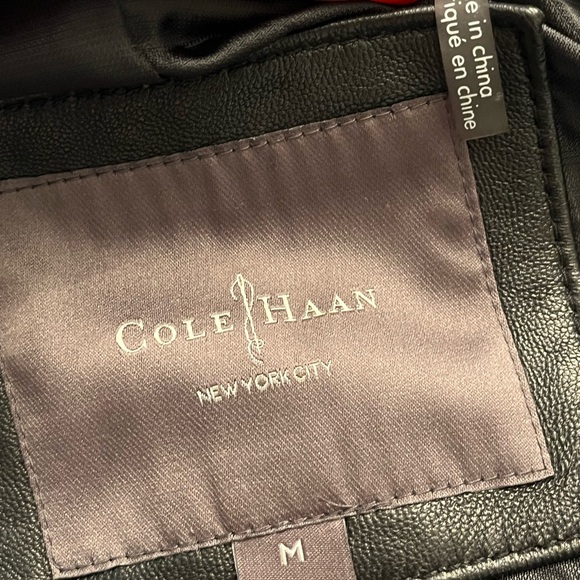 Cole Haan Unisex Sleek Black Leather Jacket Lambskin - Picture 10 of 12